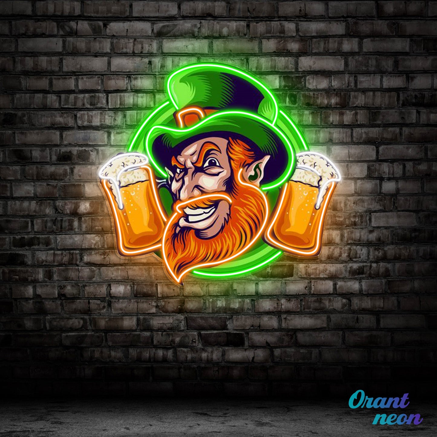 Patrick's Day Cool Goblin Smile and Beer Led Neon Acrylic Artwork
