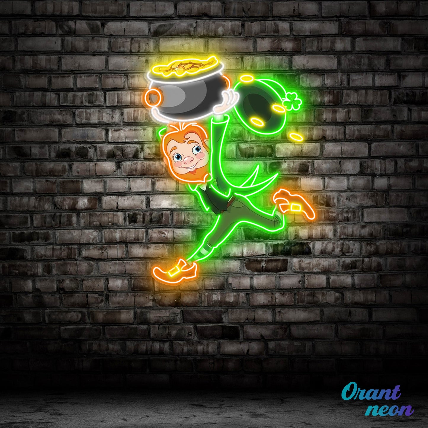 Patrick's Day Goblin Running With Money Valley Led Neon Acrylic Artwork
