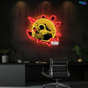 Dirty Skull With Graffity Neon Sign Light Artwork