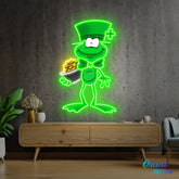 Patrick's Day Holding Money And Wearing Hat Led Neon Acrylic Artwork