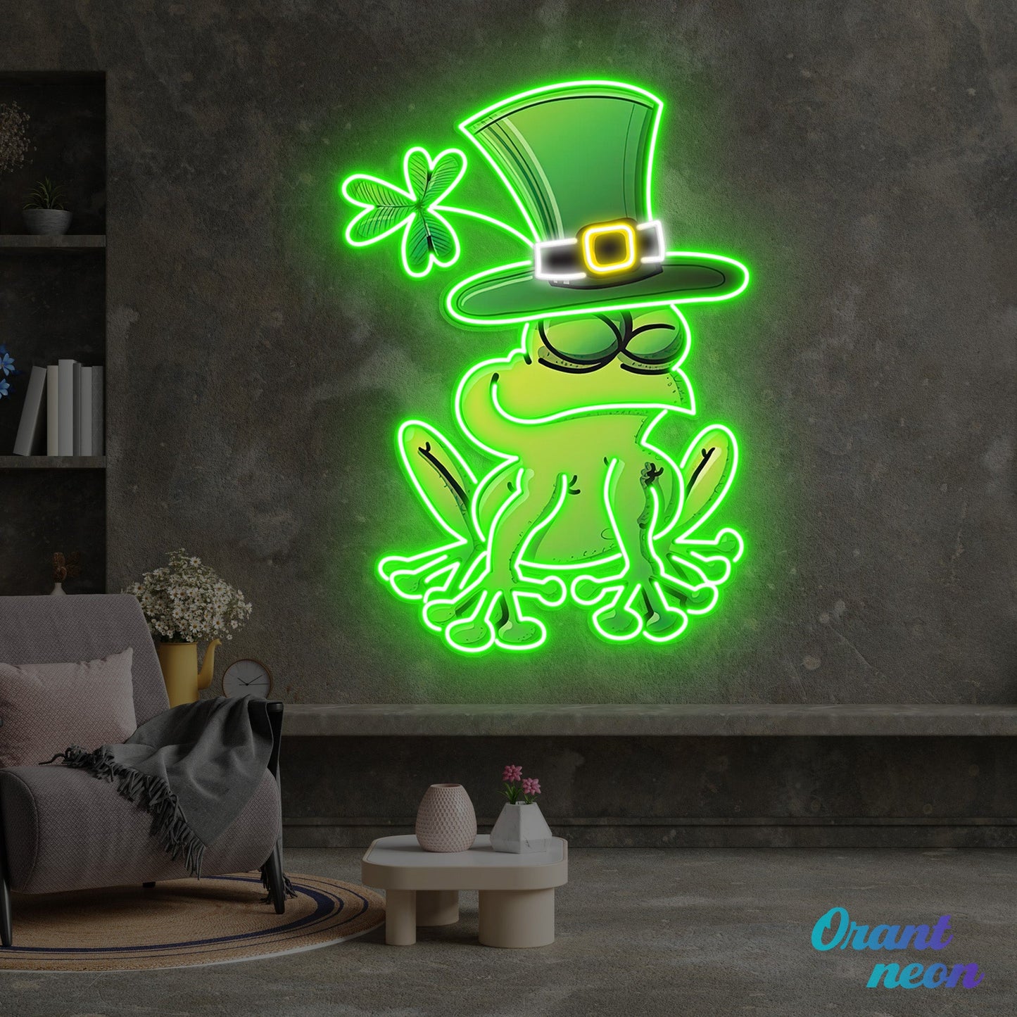 Patrick's Day Frog Wearing Hat and Sleeping Led Neon Acrylic Artwork