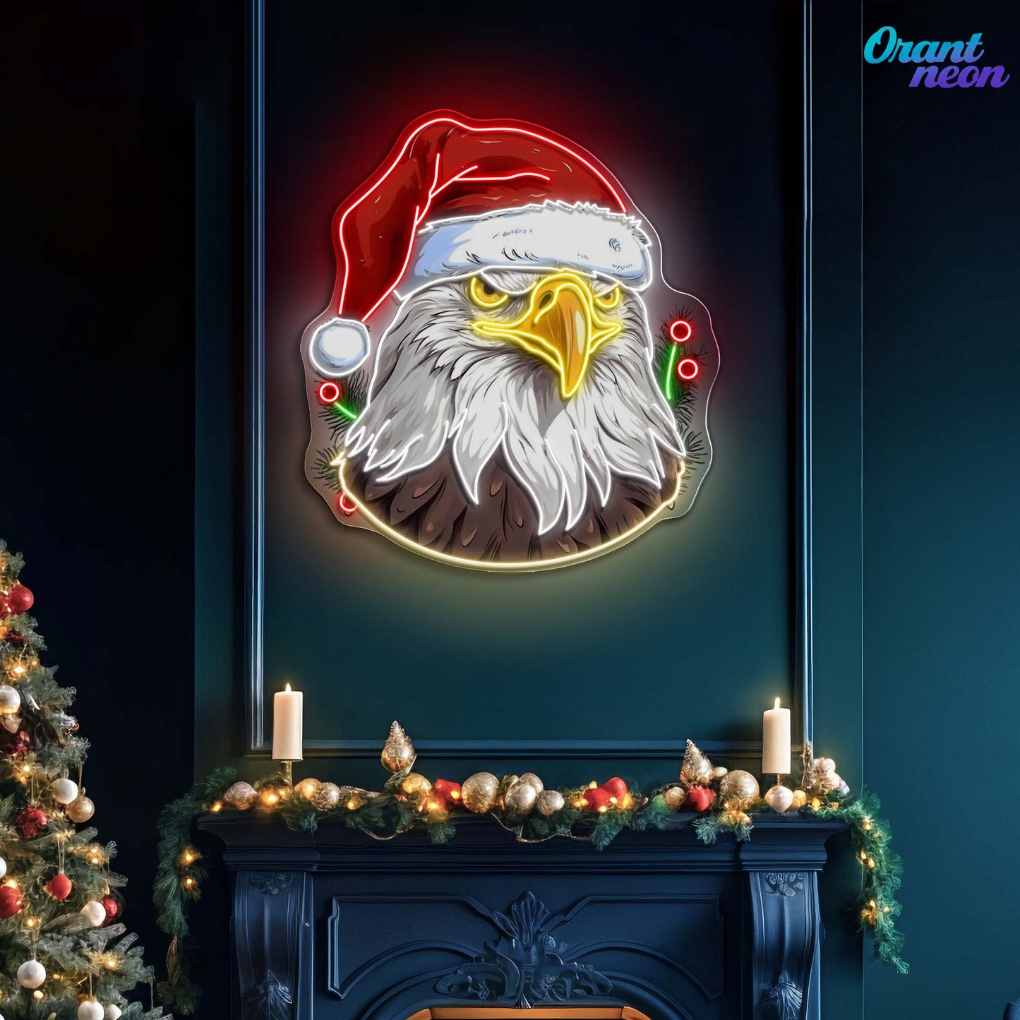 American Christmas: Eagle's Merry Flight Neon Sign Light Artwork