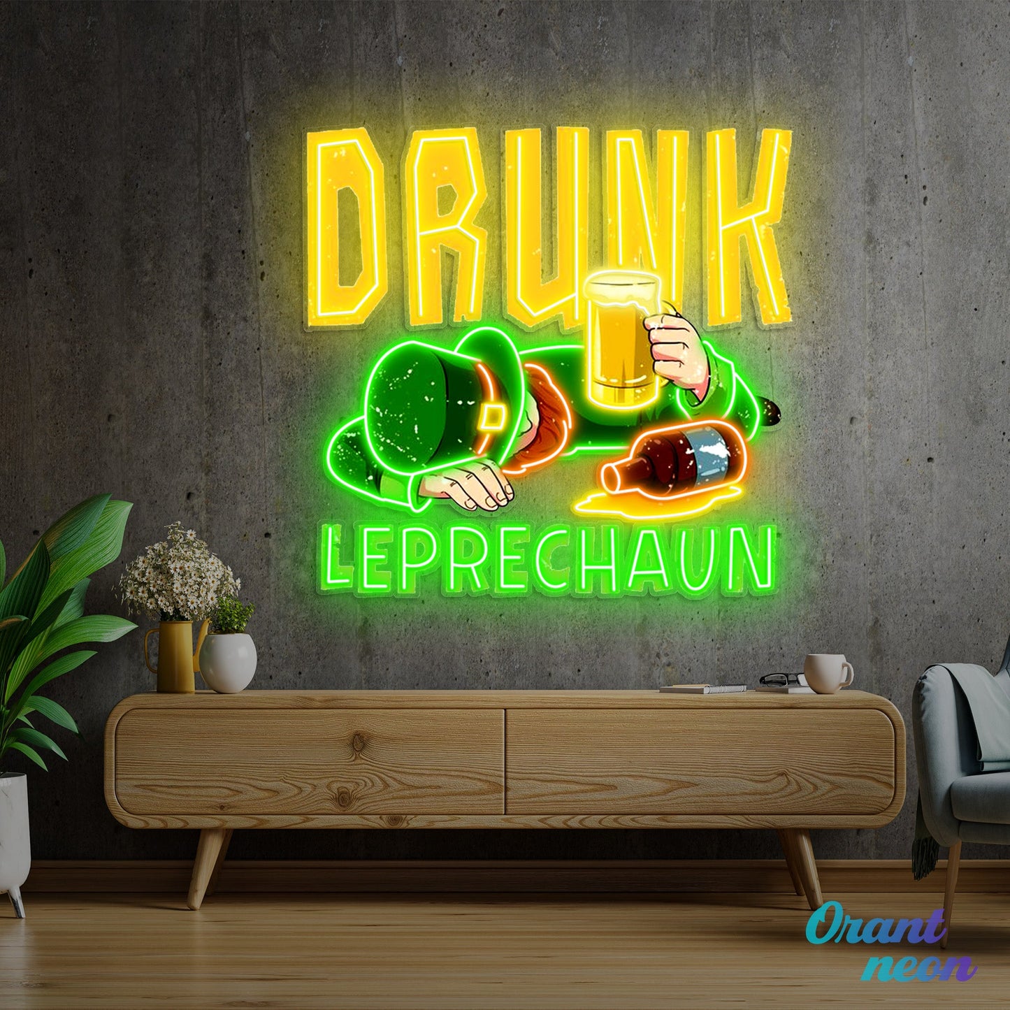 Patrick's Day Fainted Drunken Goblin Led Neon Acrylic Artwork