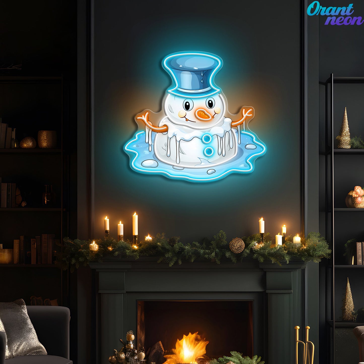 Neon Snowman Magic: Winter's Warmest Light Neon Sign Light Artwork