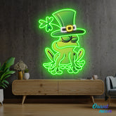 Patrick's Day Frog Wearing Hat and Sleeping Led Neon Acrylic Artwork