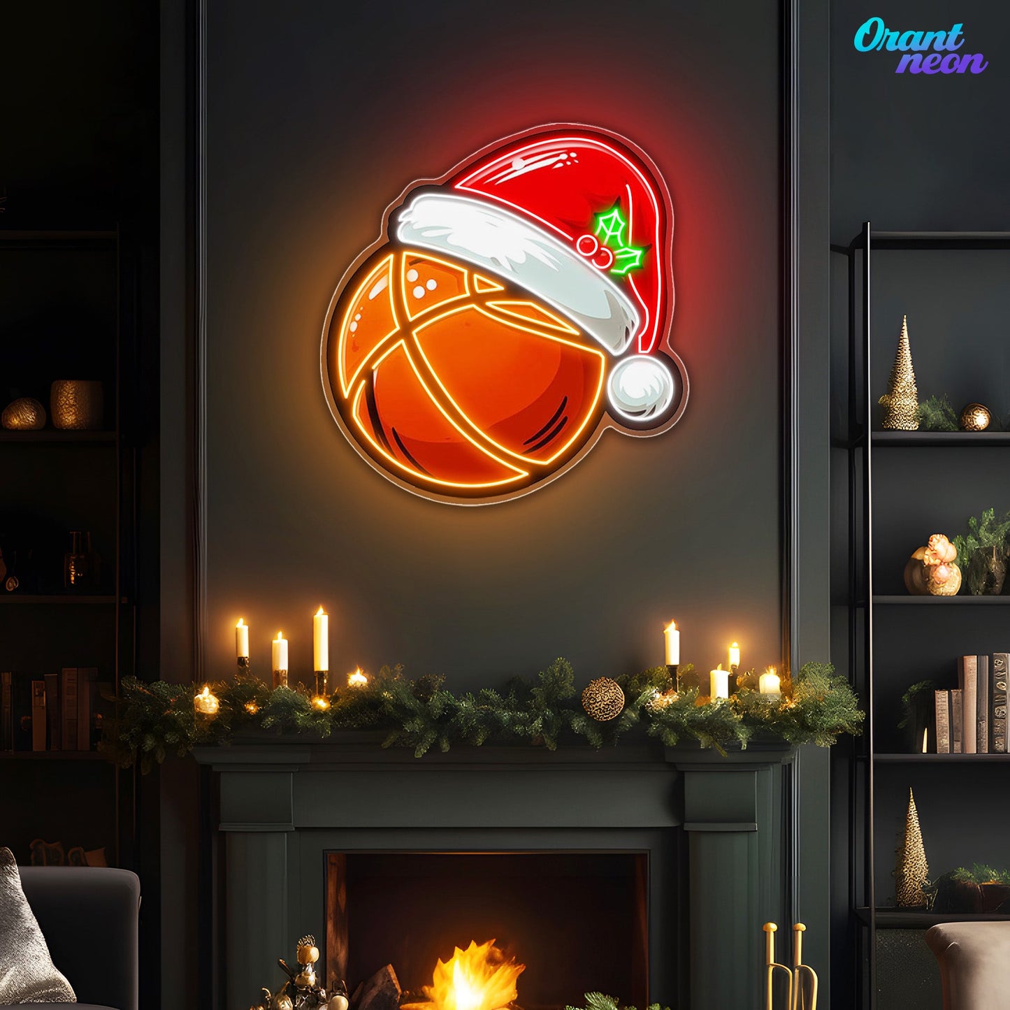 Festive Hoops: Basketball with a Twist Neon Sign Light Artwork