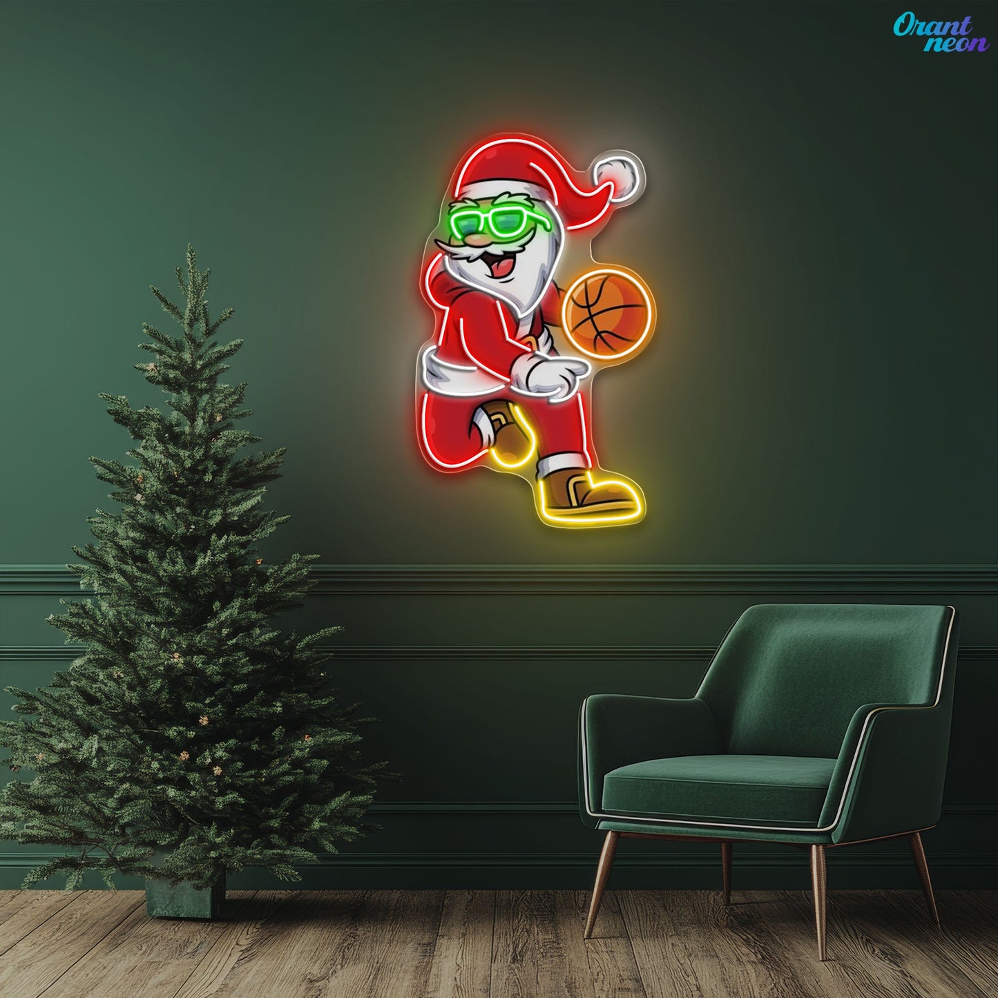 Basketball Bliss with Santa Claus Neon Sign Light Artwork