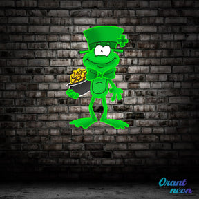 Patrick's Day Holding Money And Wearing Hat Led Neon Acrylic Artwork
