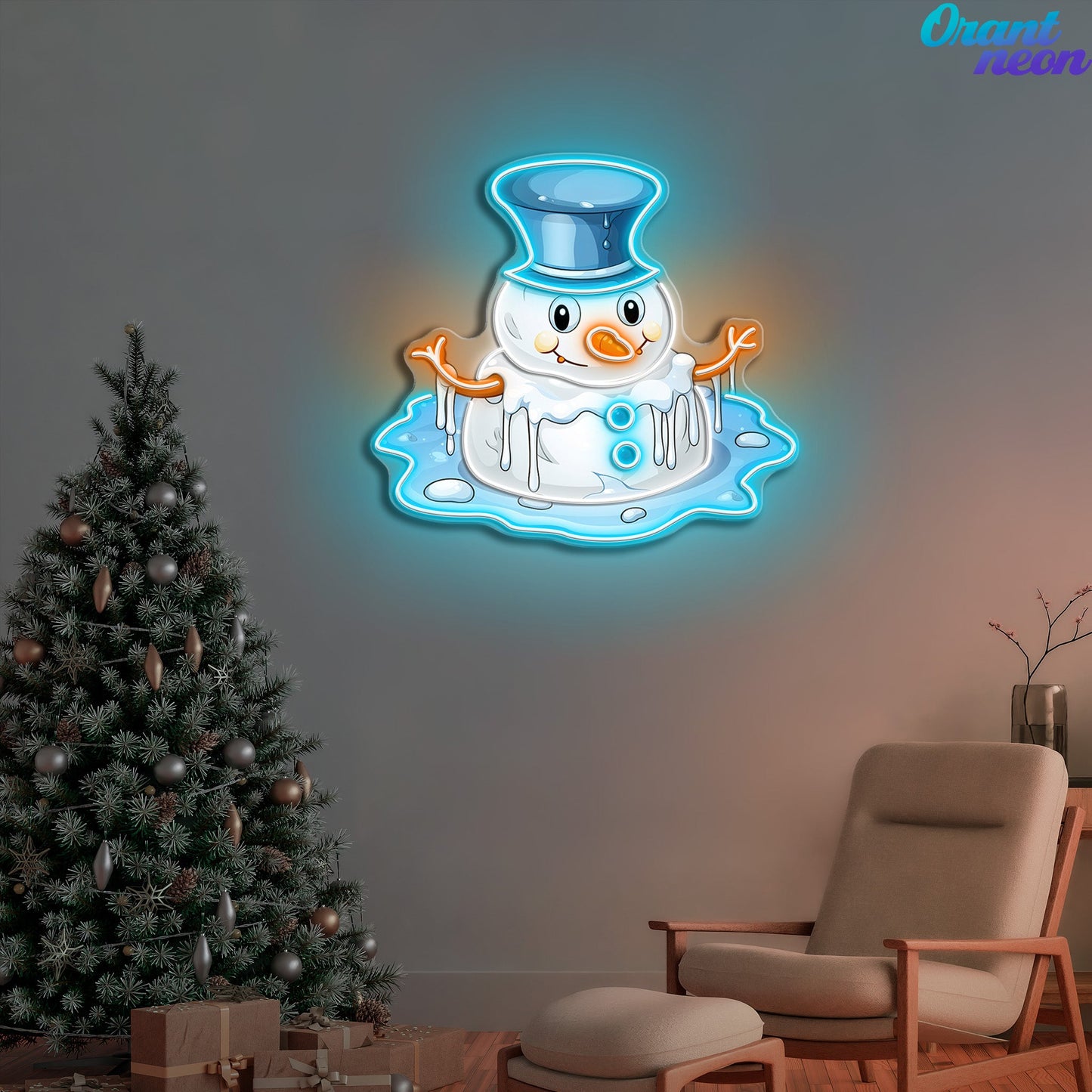 Neon Snowman Magic: Winter's Warmest Light Neon Sign Light Artwork