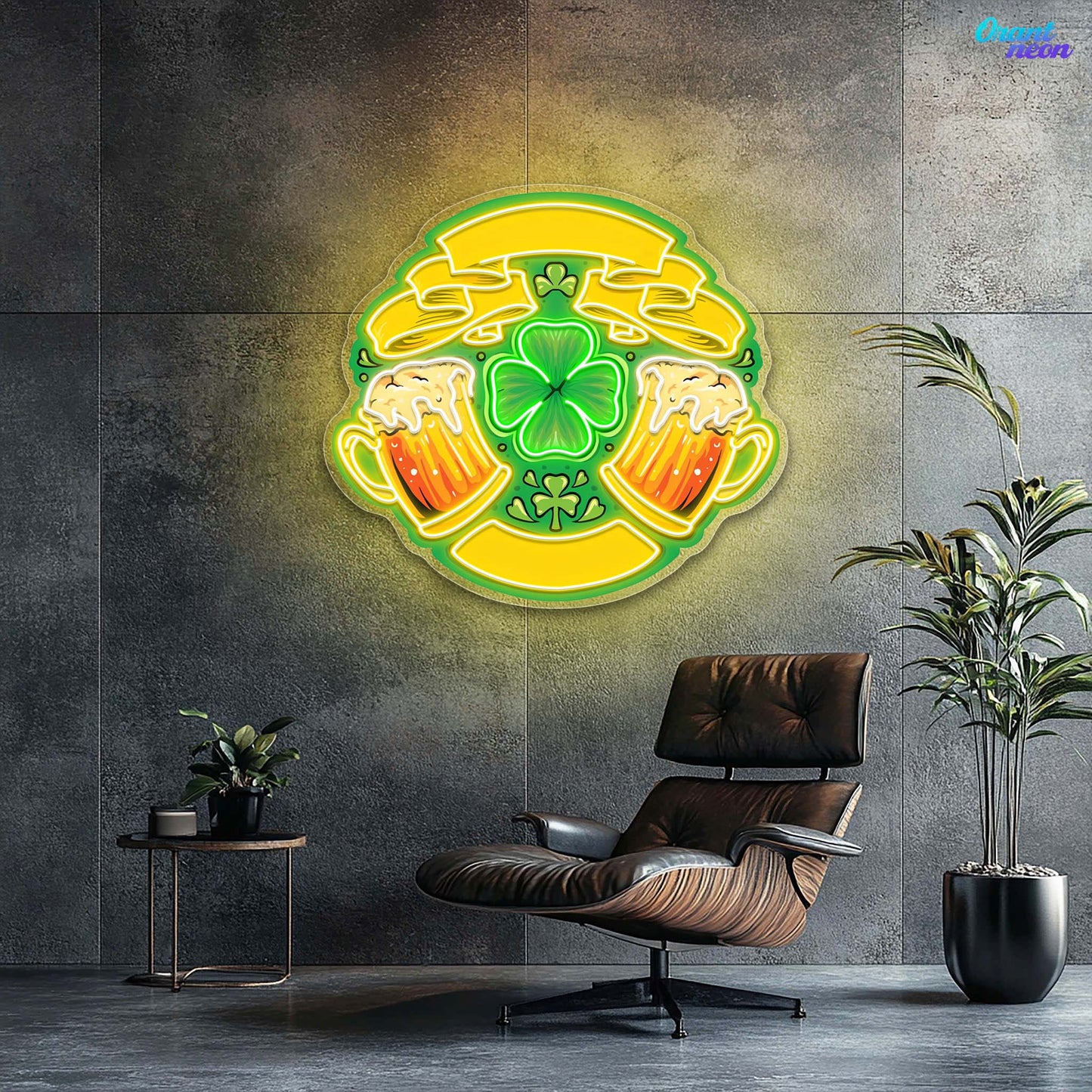 Lucky Ribbon & Shamrock Brews: St. Patrick’s Neon Sign Light Art Work