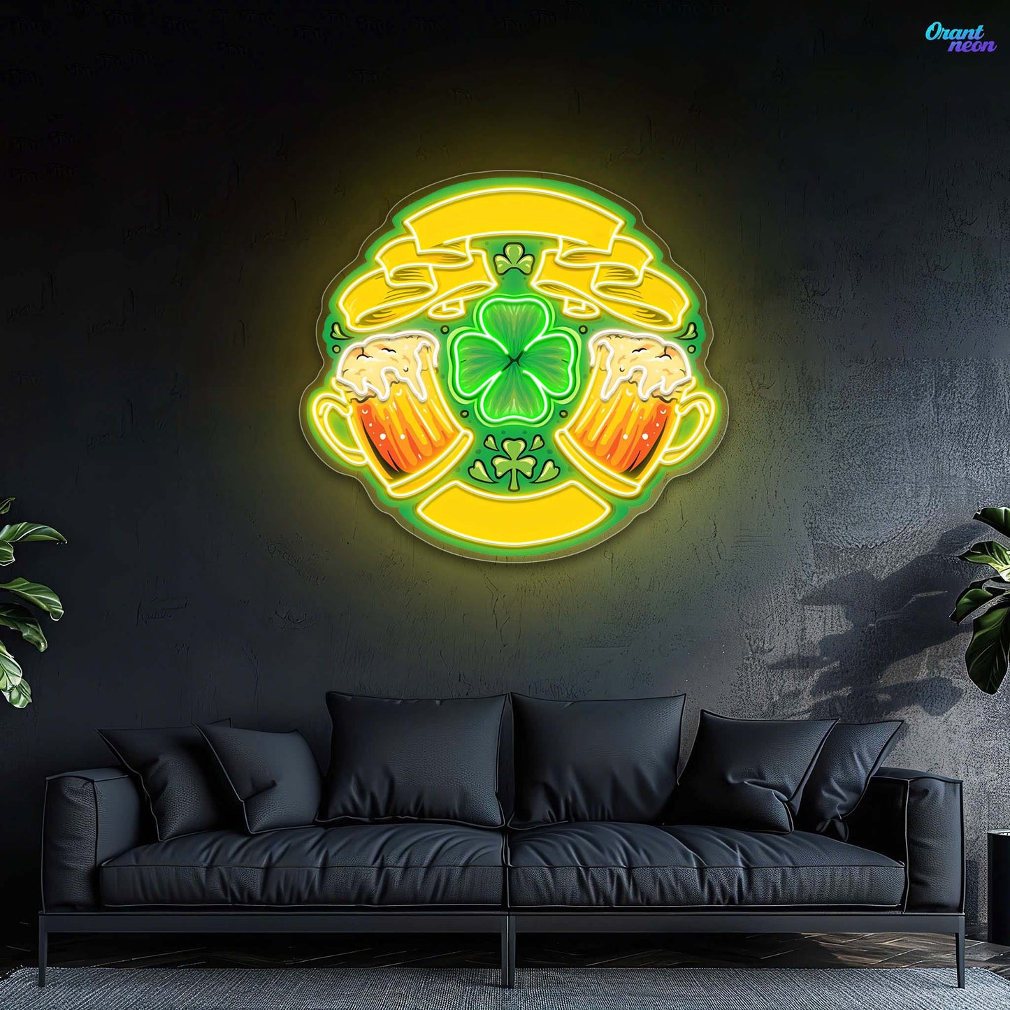 Lucky Ribbon & Shamrock Brews: St. Patrick’s Neon Sign Light Art Work
