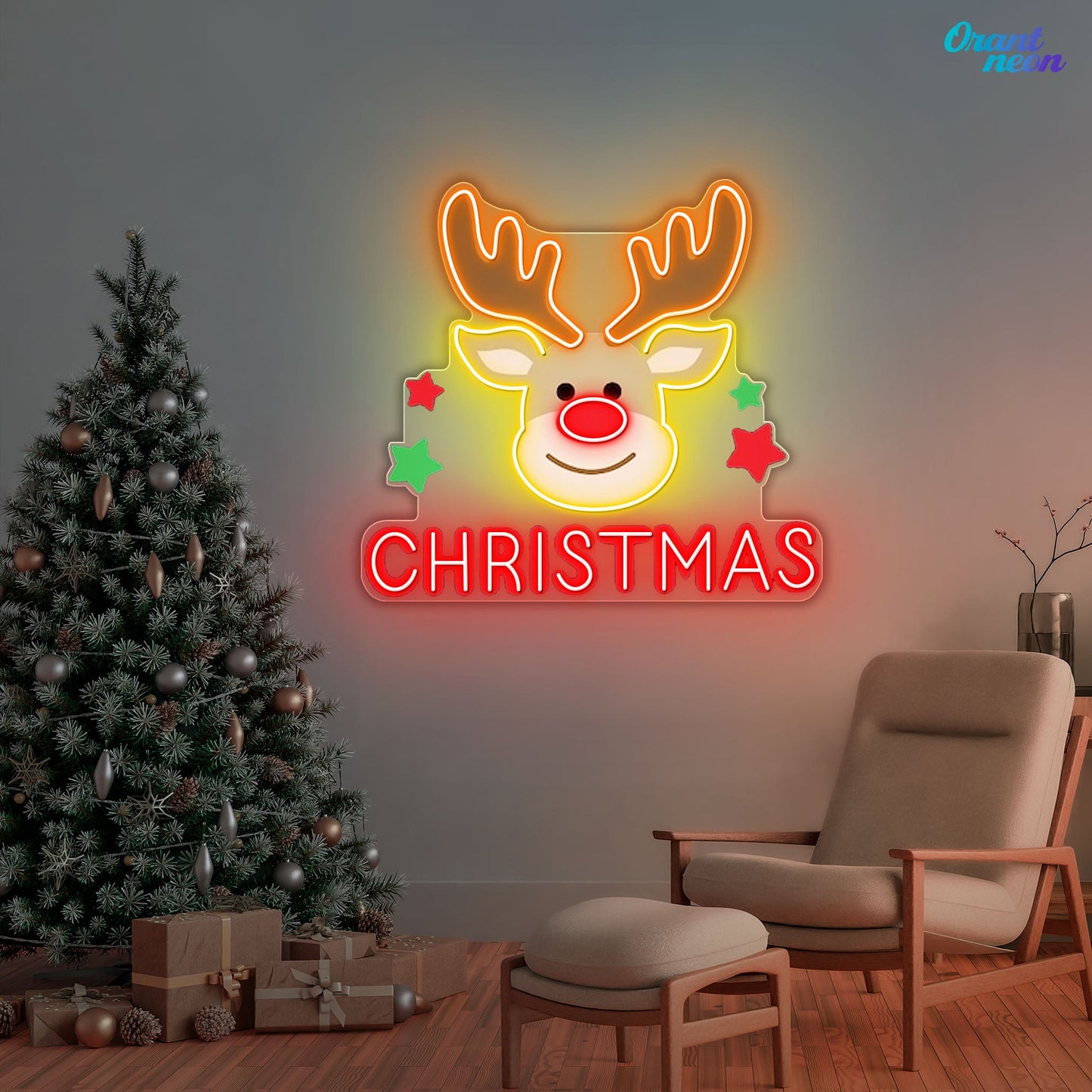 Christmas Reindeer Eve Neon Sign Light Artwork