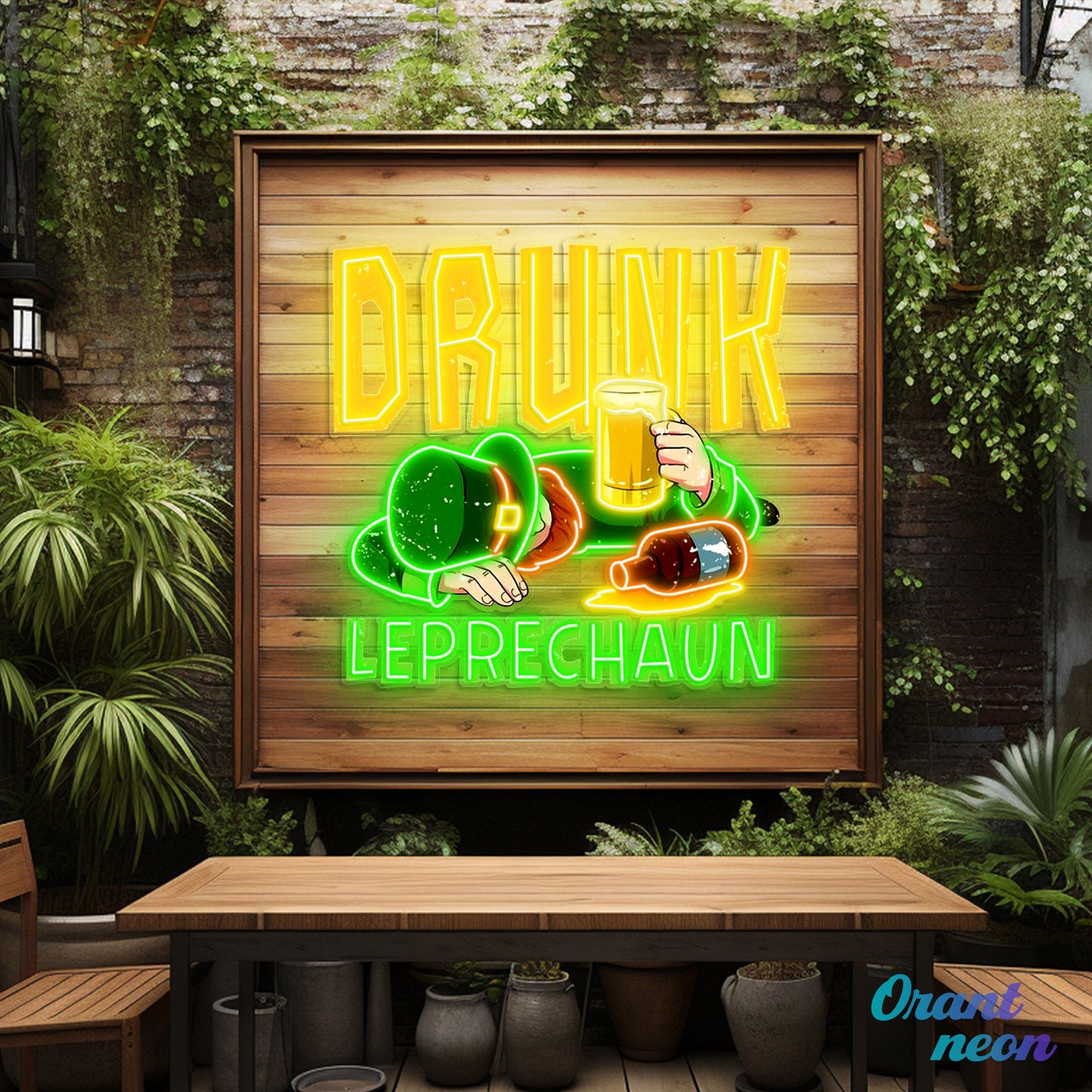 Patrick's Day Fainted Drunken Goblin Led Neon Acrylic Artwork