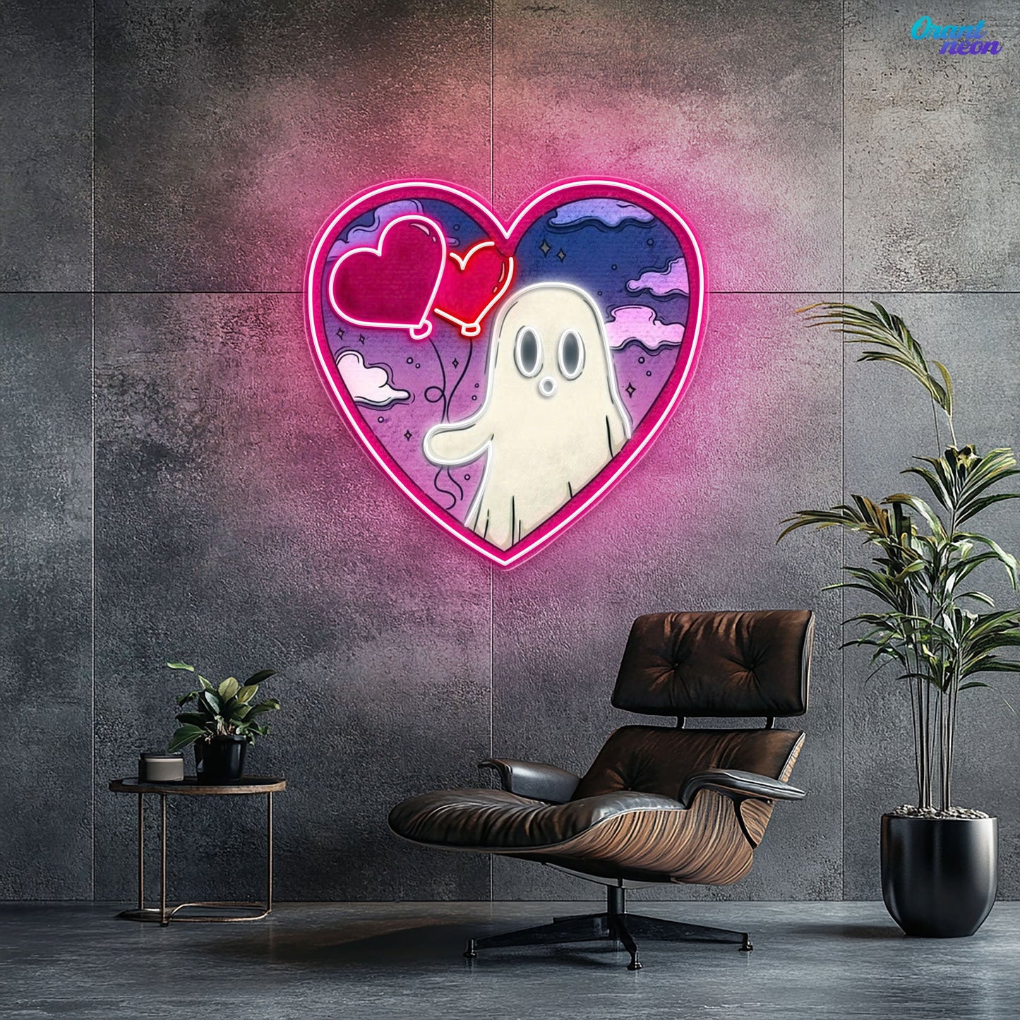 Ghostly Love Bubbles: A Valentine Glow Best Gift For Valentine Neon Sight Light Artwork