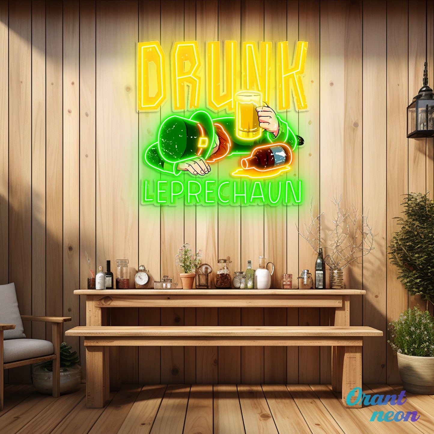 Patrick's Day Fainted Drunken Goblin Led Neon Acrylic Artwork