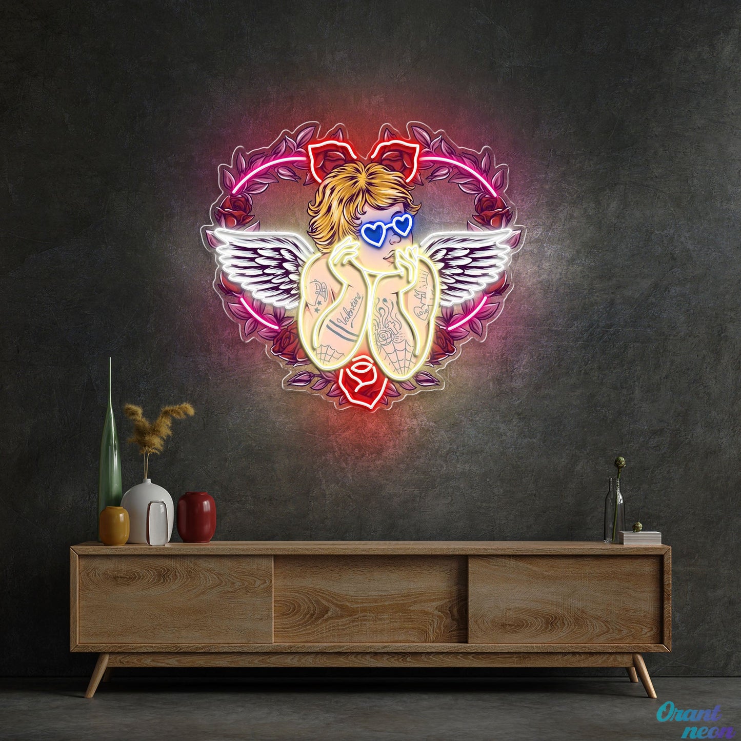 Wings of Love: See It Through Cupid’s Glasses Best Gift For Valentine Neon Sight Light Artwork
