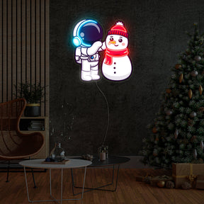 Astronaut Snowman Christmas Led Neon Acrylic Artwork