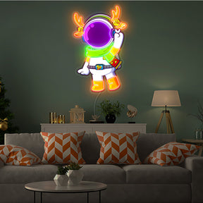 Astronaut Reindeer Christmas Led Neon Acrylic Artwork