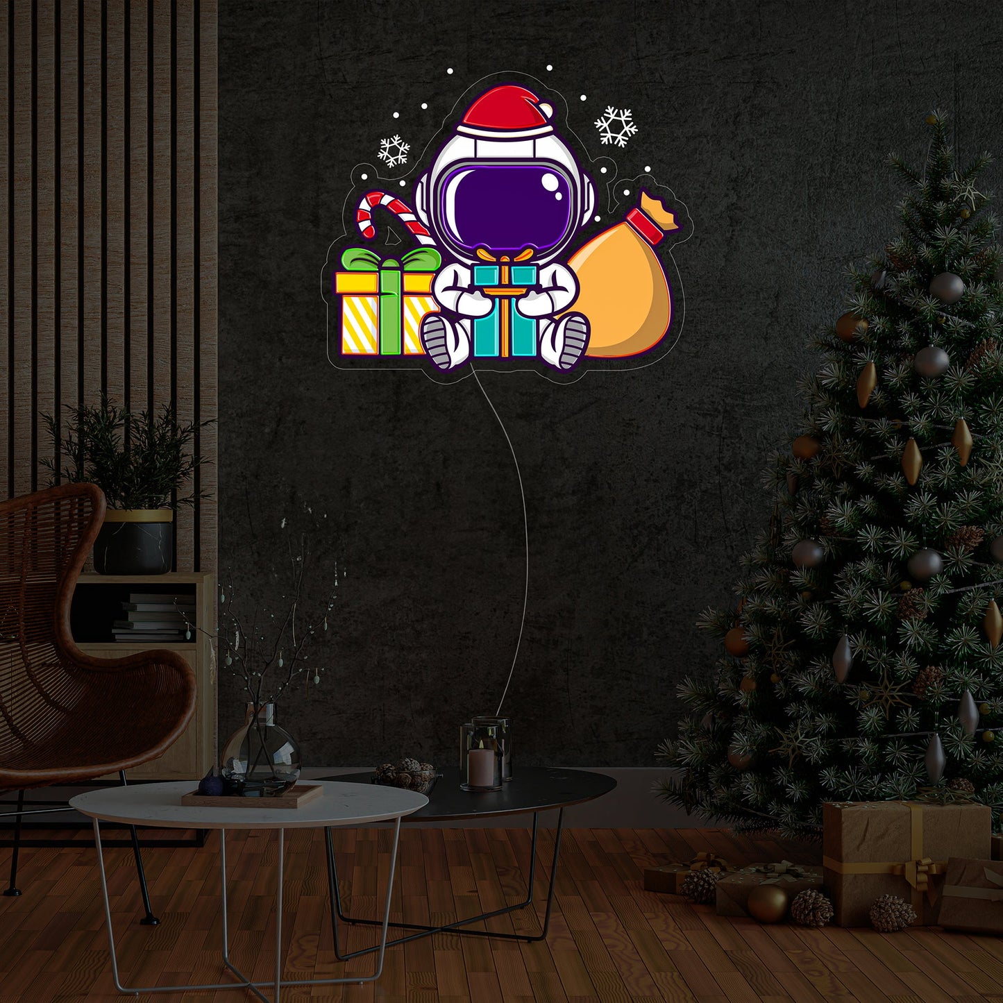 Astronaut Christmas 3 Led Neon Acrylic Artwork