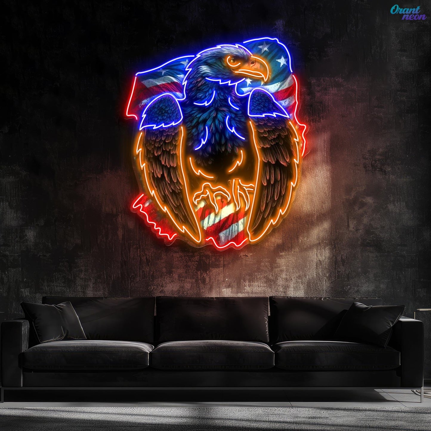 Eagle design with american flag Neon Sign Light Artwork