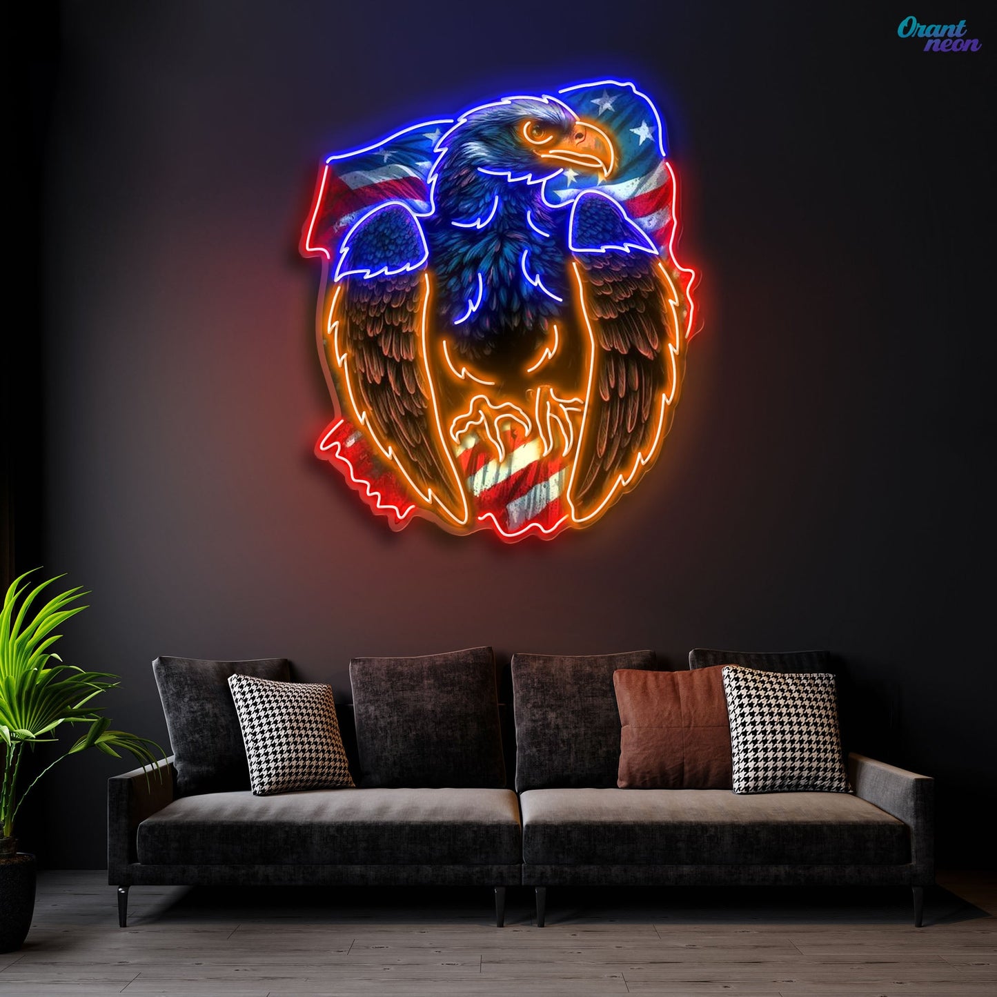 Eagle design with american flag Neon Sign Light Artwork
