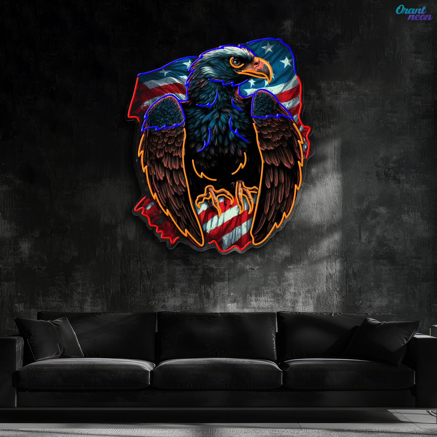 Eagle design with american flag Neon Sign Light Artwork