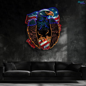 Eagle design with american flag Neon Sign Light Artwork