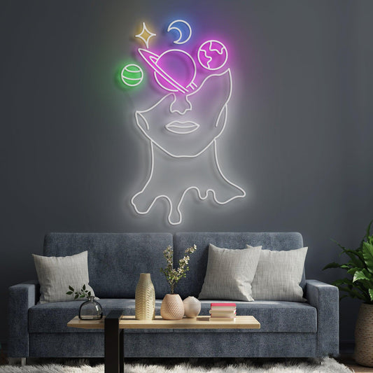 Galaxy Brain Multi Color Neon Sign