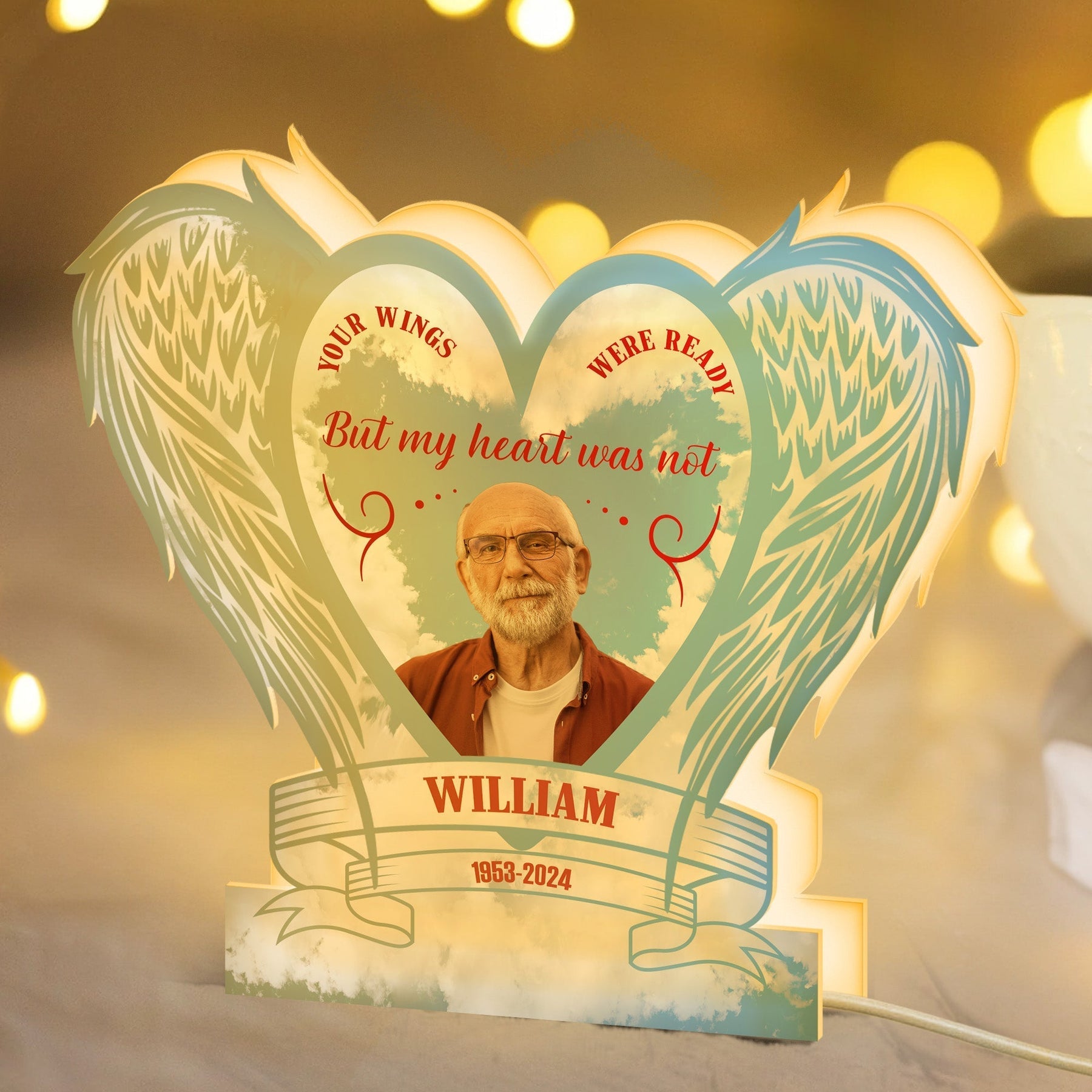 Memorial Night Light Your Wings Were Ready - Personalized Photo Light Box