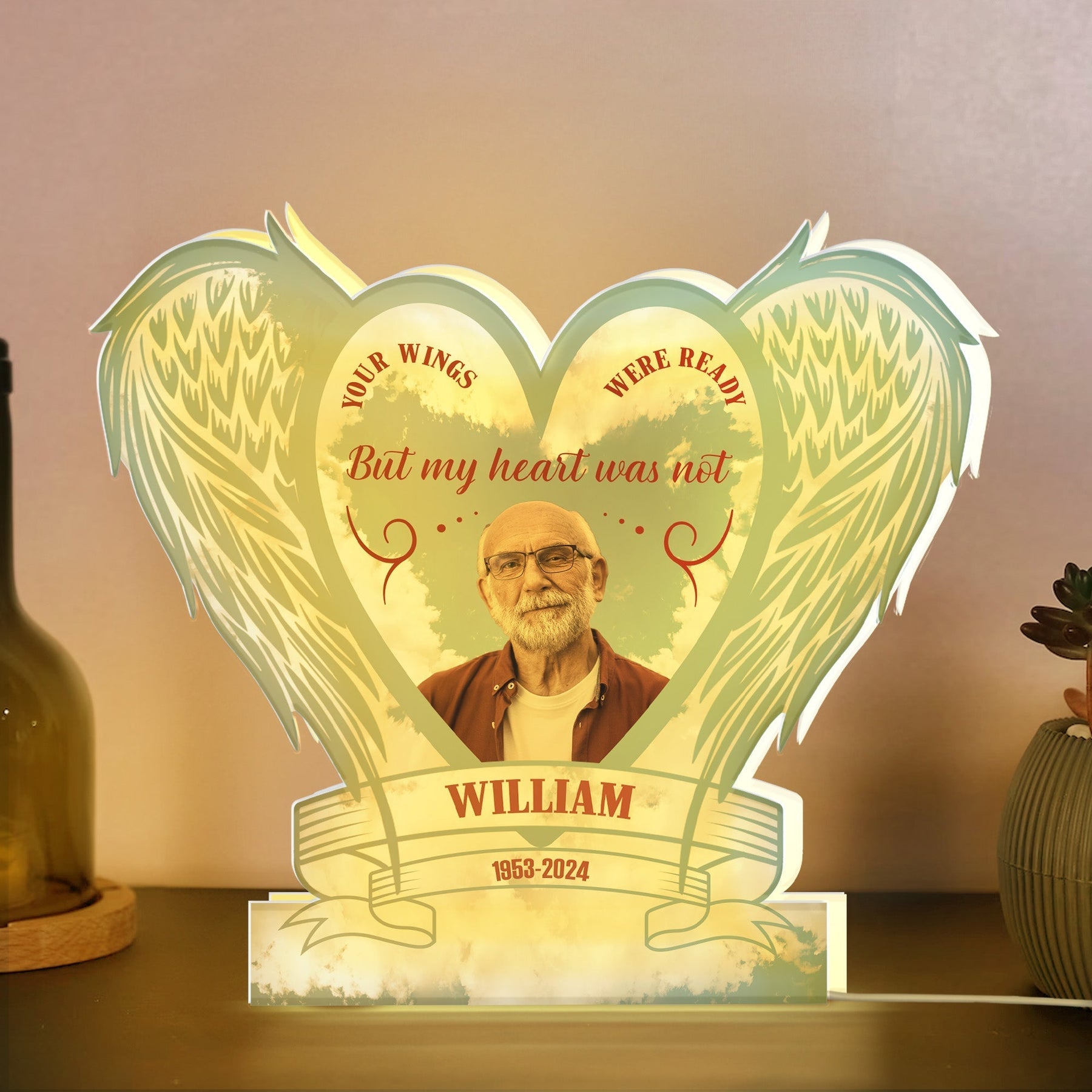Memorial Night Light Your Wings Were Ready - Personalized Photo Light Box