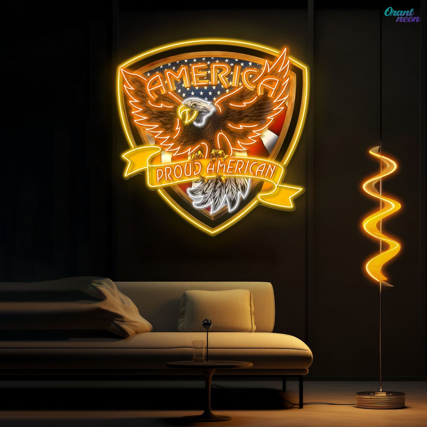 Military Proud American Eagle Neon Sign Light Artwork