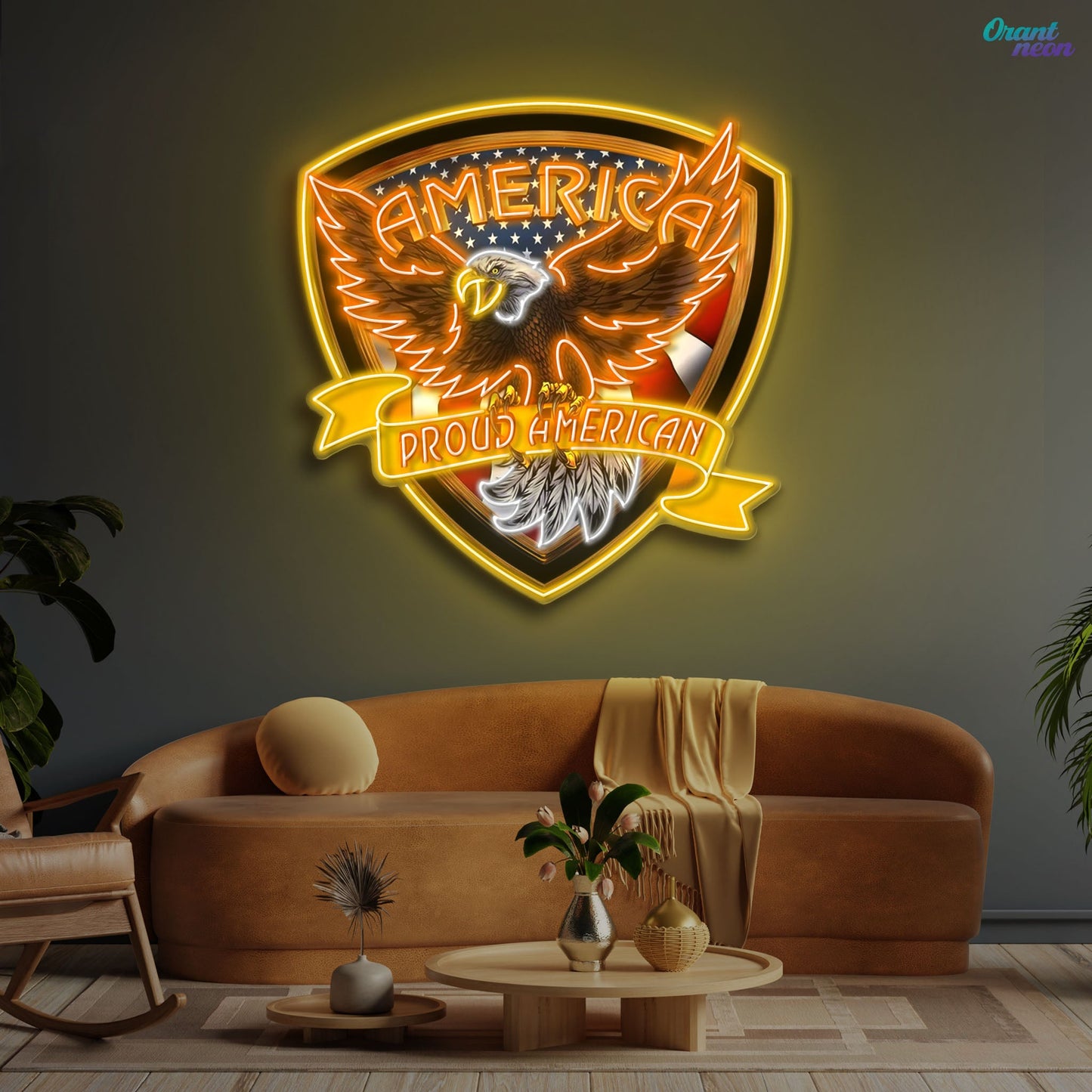 Military Proud American Eagle Neon Sign Light Artwork