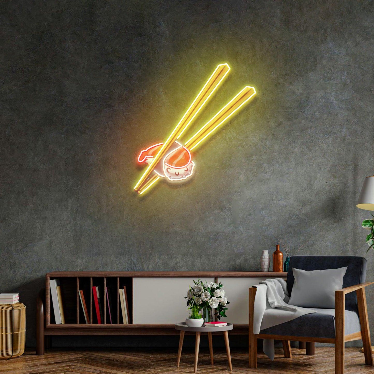 Sushi with Chopsticks Led Neon Acrylic Artwork