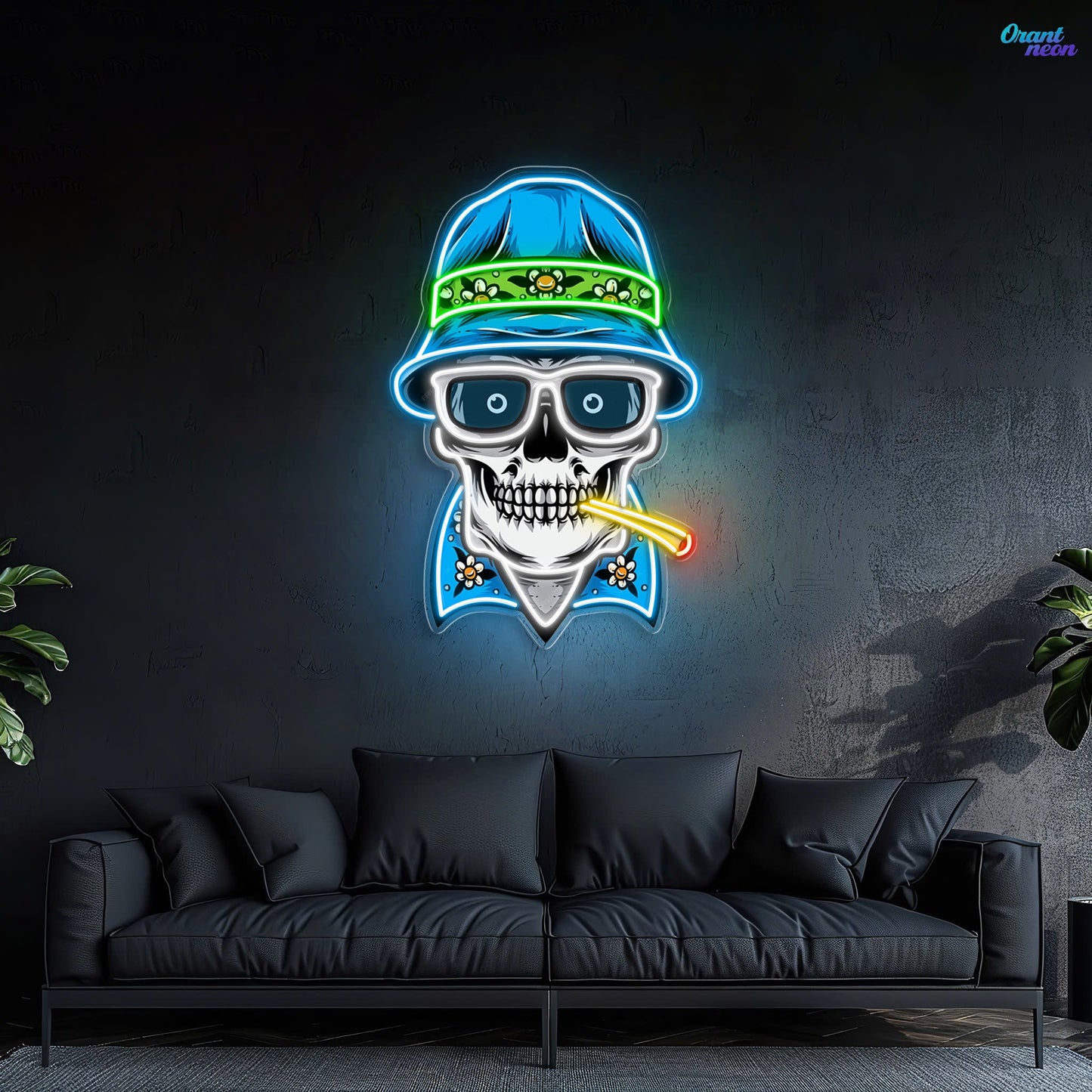 Hats, Bones & Smoke Rings Neon Sign Light Artwork