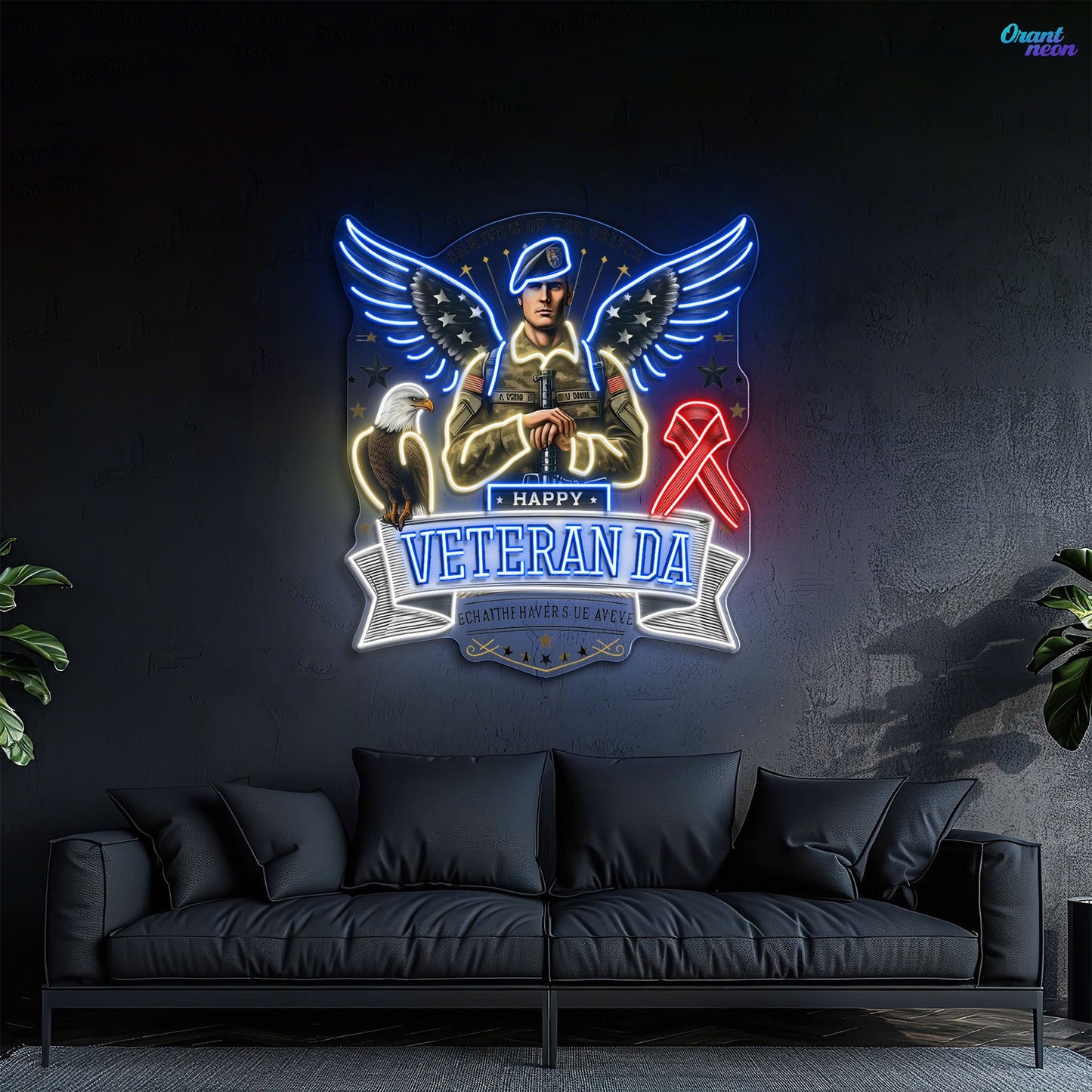 Soldier America Wings and Cool Eagle best Gift for Veteran Neon Sign Light Artwork