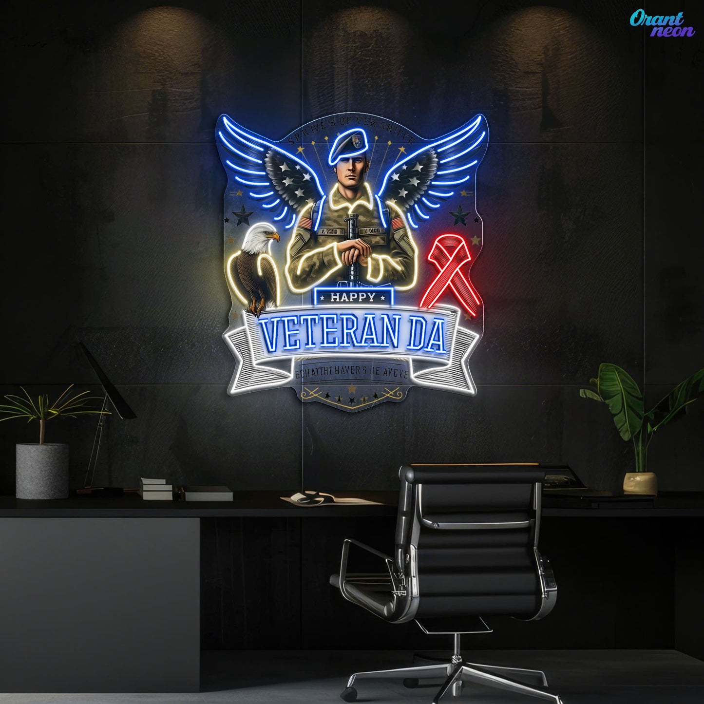 Soldier America Wings and Cool Eagle best Gift for Veteran Neon Sign Light Artwork