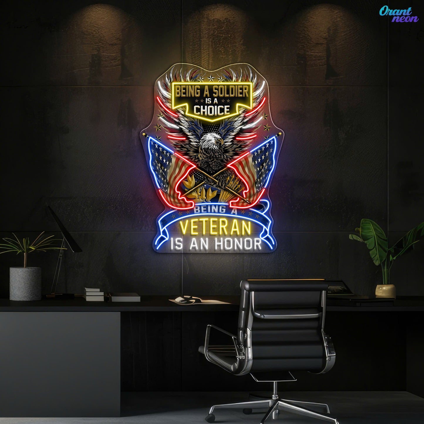 Eagle raise America Flags best Gift for the Veteran Neon Sign Light Artwork