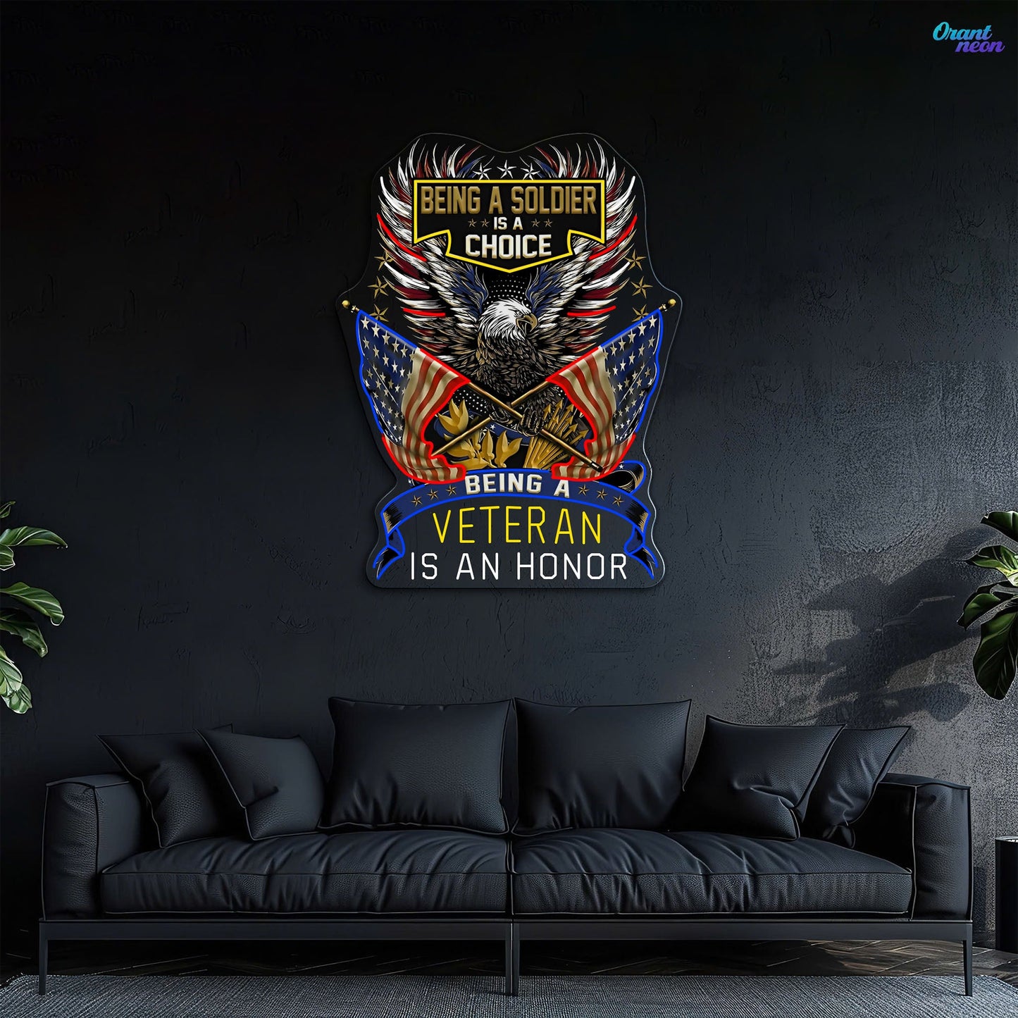 Eagle raise America Flags best Gift for the Veteran Neon Sign Light Artwork