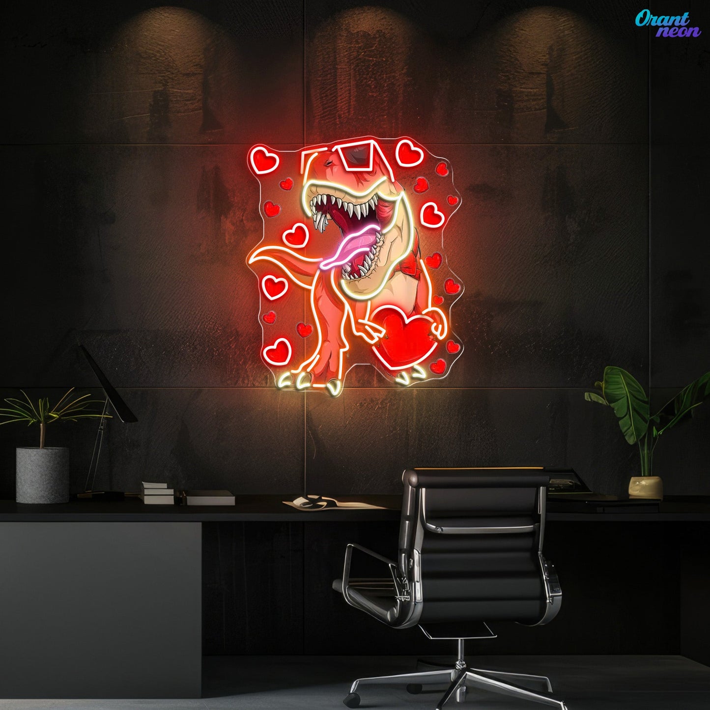 "Dino Love Affair" Best Gift For Valentine Neon Sight Light Artwork