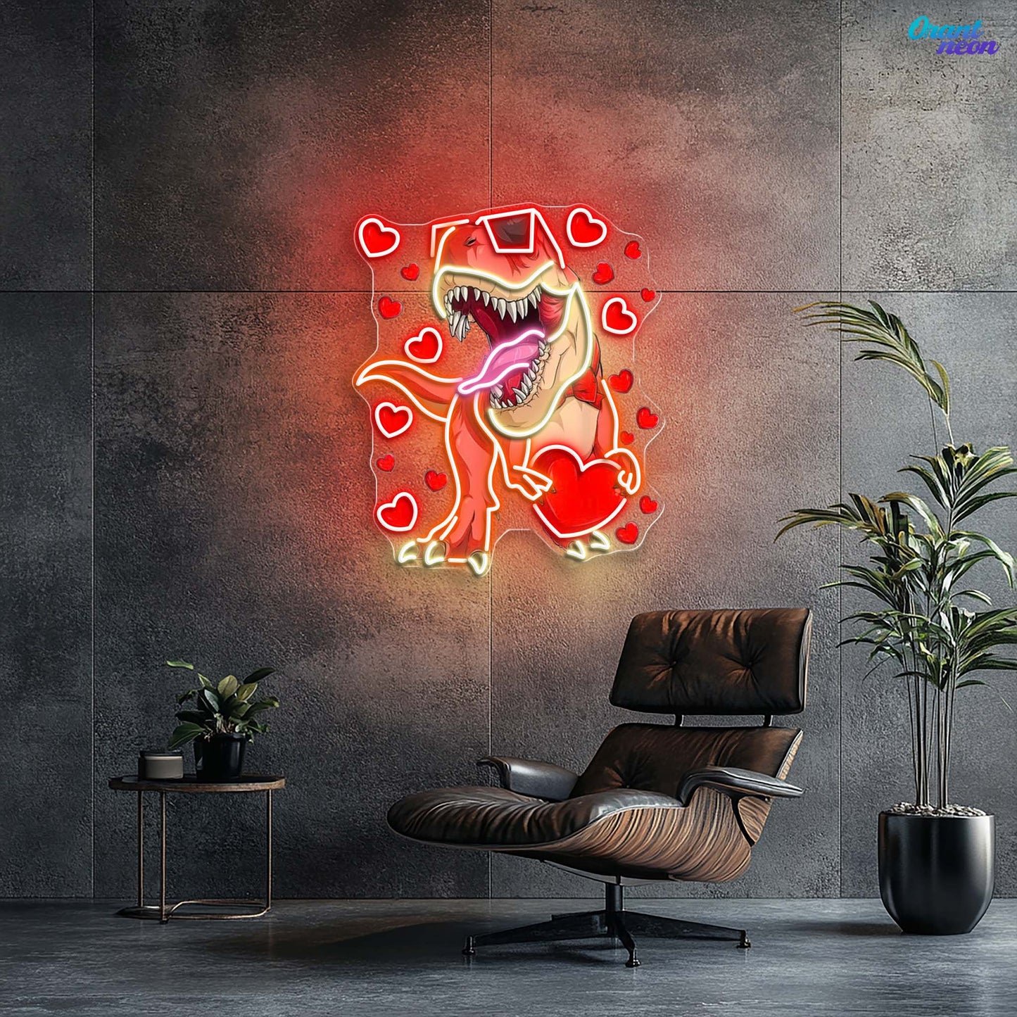 "Dino Love Affair" Best Gift For Valentine Neon Sight Light Artwork