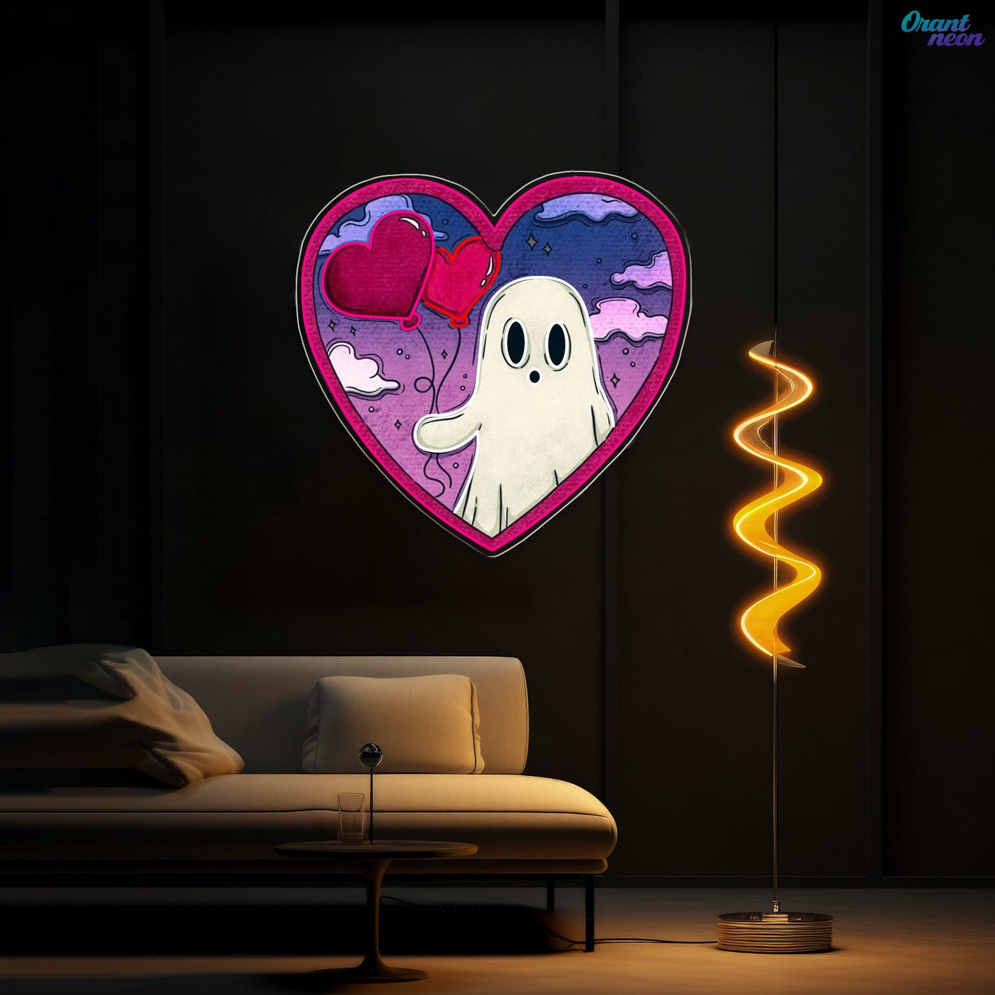 Ghostly Love Bubbles: A Valentine Glow Best Gift For Valentine Neon Sight Light Artwork