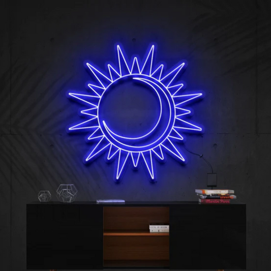 Moon and Sun neon sign