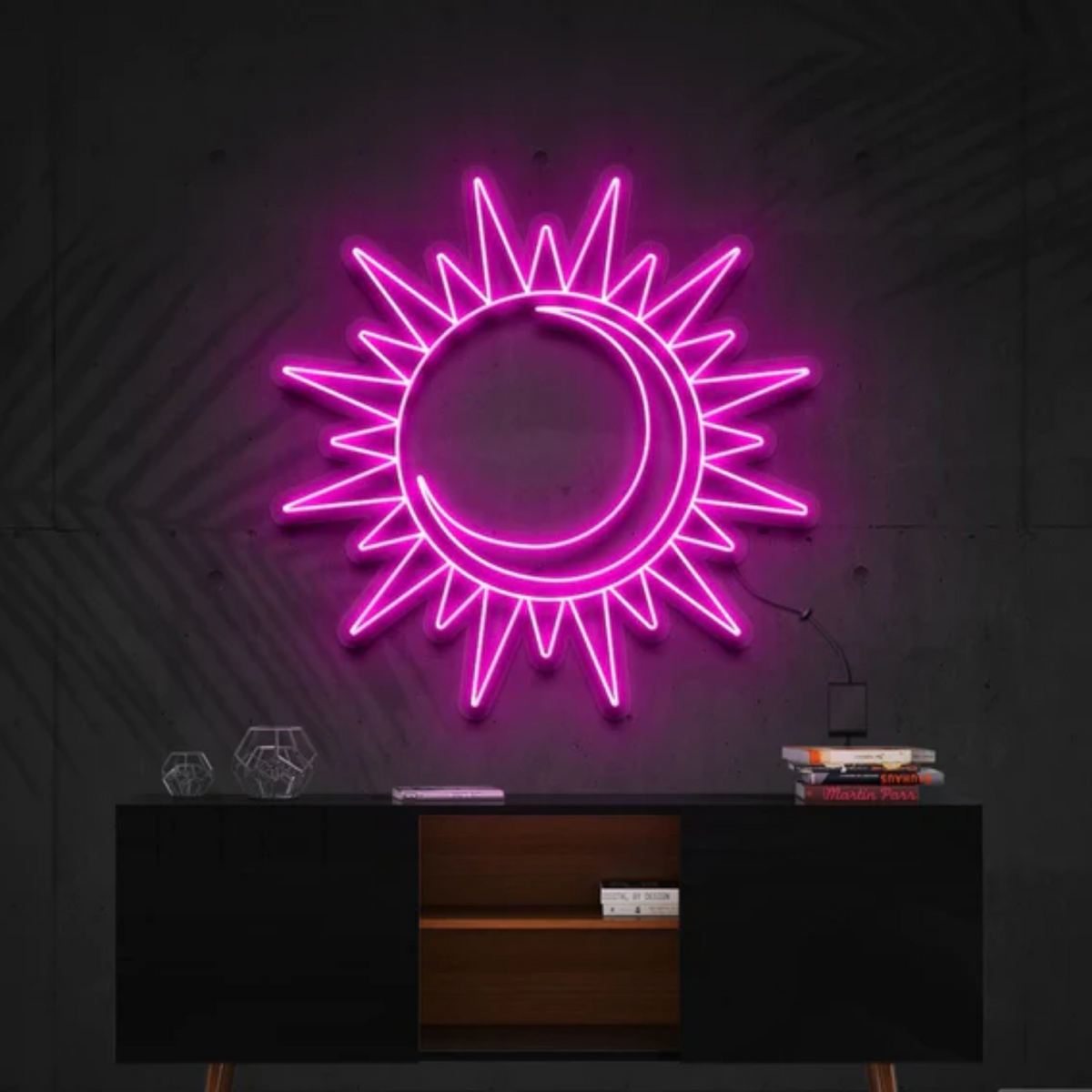 Moon and Sun neon sign