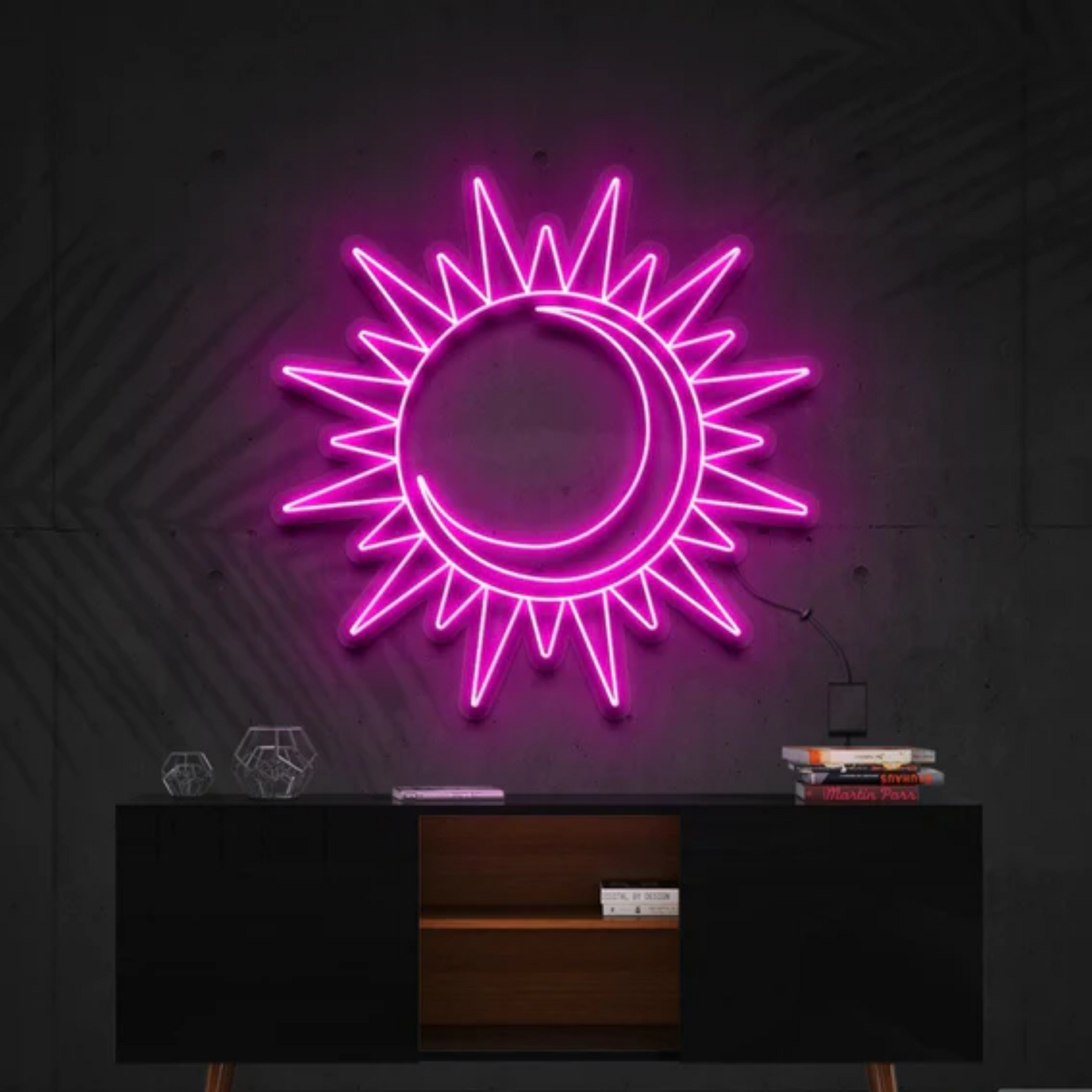 Moon and Sun neon sign