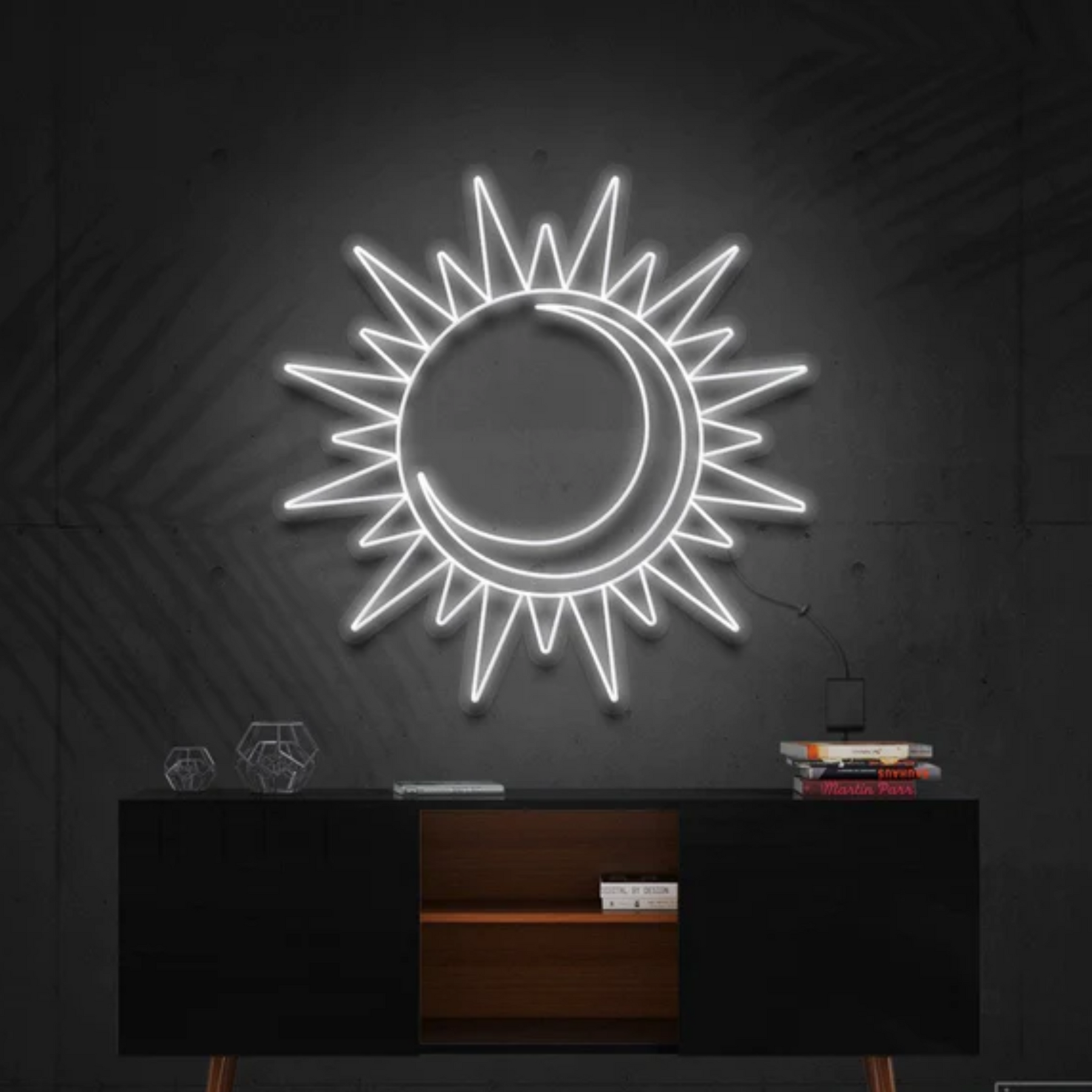 Moon and Sun neon sign