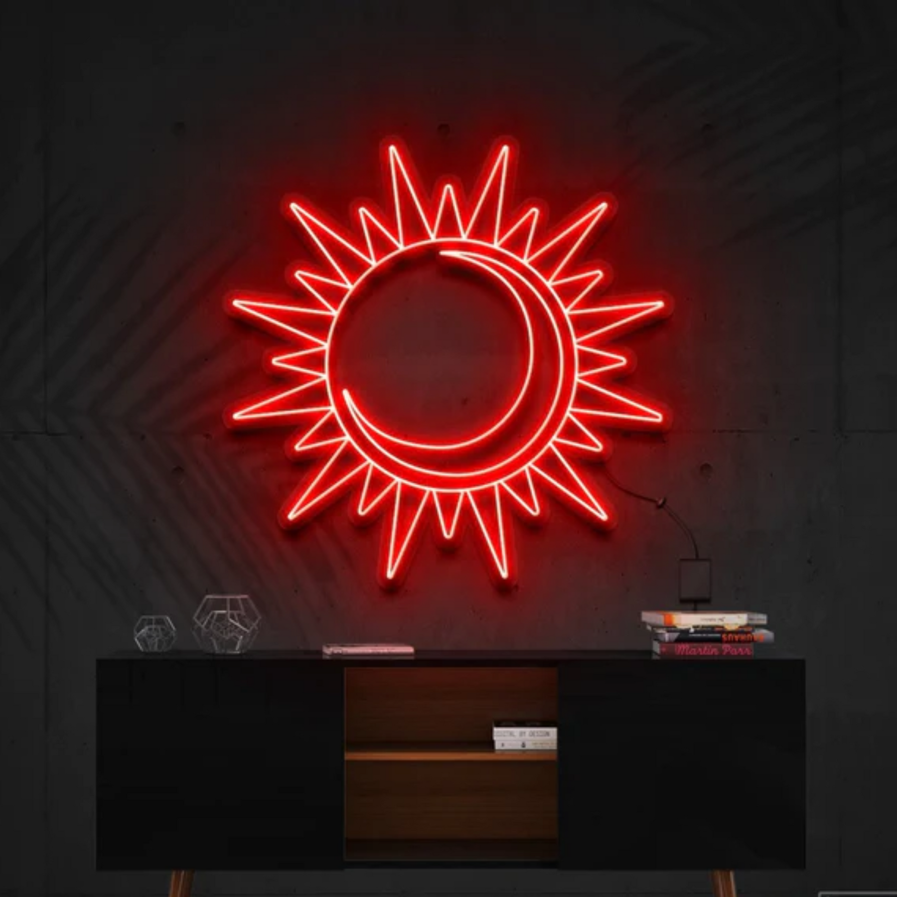 Moon and Sun neon sign