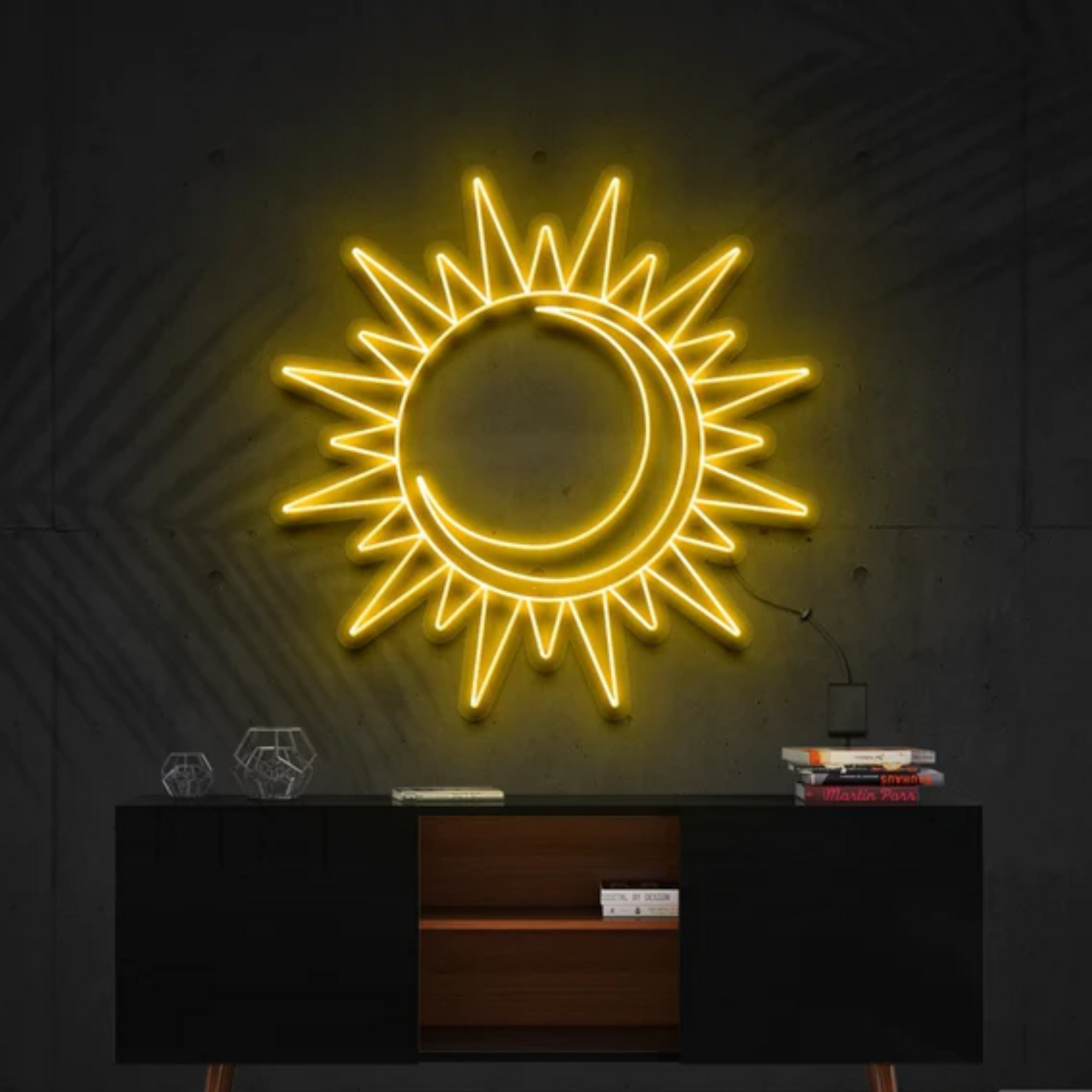 Moon and Sun neon sign