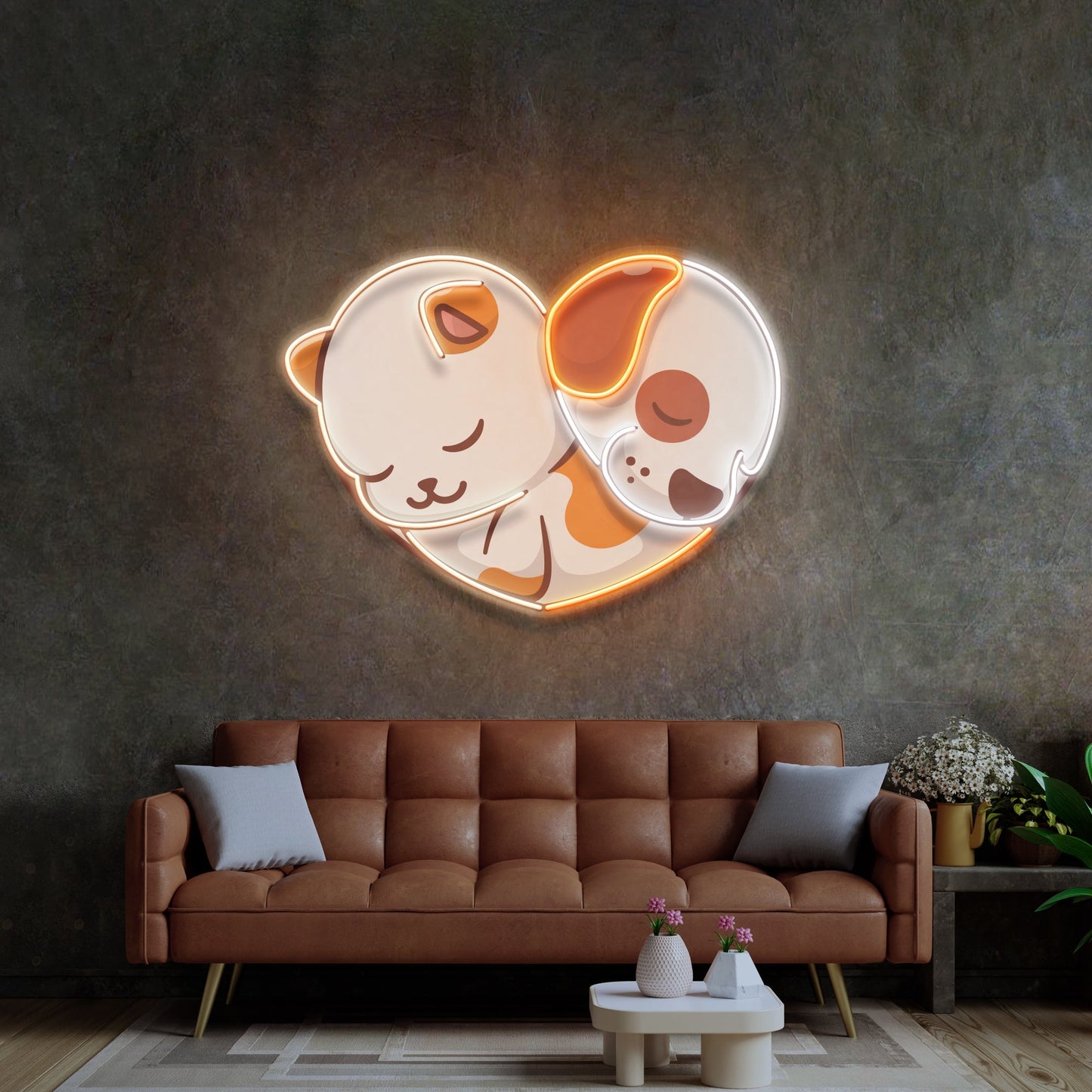 Cat&Dog Friendship LED Neon Sign Light Pop Art