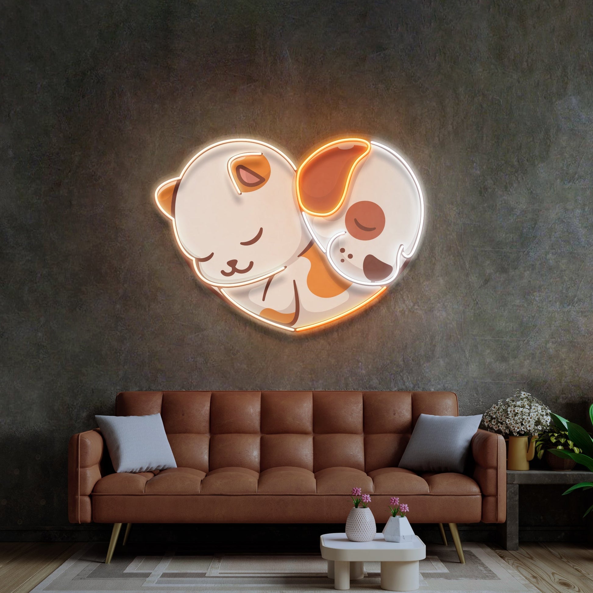 Cat&Dog Friendship LED Neon Sign Light Pop Art