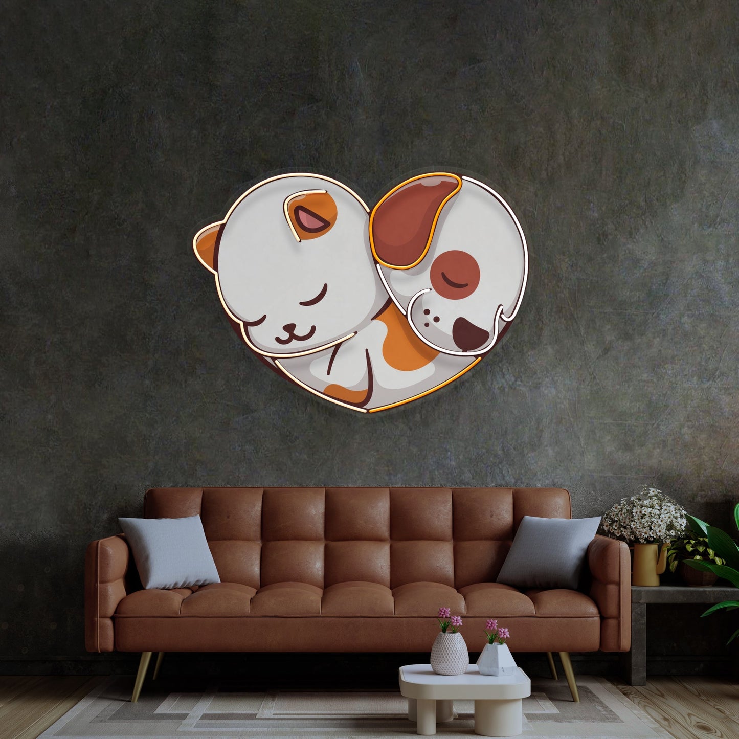 Cat&Dog Friendship LED Neon Sign Light Pop Art